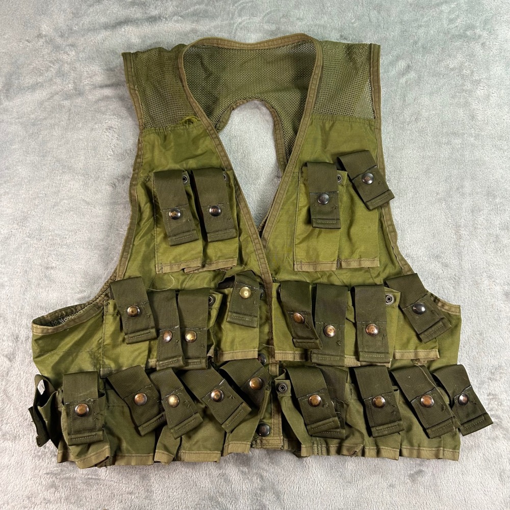 Vintage Vietnam War US Military Grenade Carrying Vest Nylon Mesh Olive Drab L